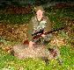 Dzik przelatek m�ski, waga 48 kg. Pozyskany w dniu 29.08.2010 r. K.� nr 28 "DROP" Pozna� obw. �owiecki nr 332 Zadory, sektor nr 9. Darz B�r.