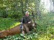 Kolega Mieczys�aw przy strzelonym �smaku. Wiek kole 6-7 lat. Po do�� niefortunnym strzale byka doszli�my z psami dopiero nast�pnego dnia. 