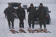 ...ich czworo i pies... i efekt wsp�pracy...od lewej: Jurek z jednym "zagryziakiem", Edyta, Micha�, W�adek a ja patrz� im w oczy...