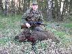 Kto rano wstaje temu �w. Hubert daje :) 26.04.2011r. strza� na 70 krok�w z wolnej r�ki - waga dzika 27kg