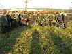 21 Uczestnik�w polowania Hubertowskiego w kole Sok� Olkusz. 06.11.2011.  Na pokocie Lis.