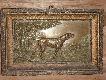 targ staroci Wroc�aw rama drewniana a wizerunek psa i t�o odlane w brazie
